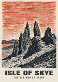 The Old Man of Storr, Isle of Skye poster in the Linocut style