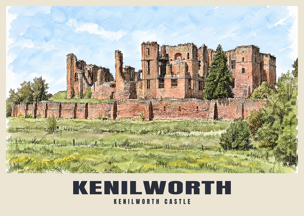Kenilworth Castle poster in the Ink & Wash style