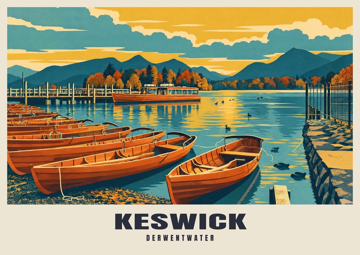 Derwentwater, Keswick poster, Mid-Century style