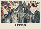 Kirkstall Abbey, Leeds poster in the Linocut style
