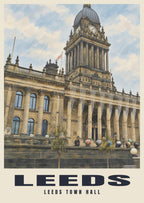 Leeds Town Hall poster in the British Heritage style