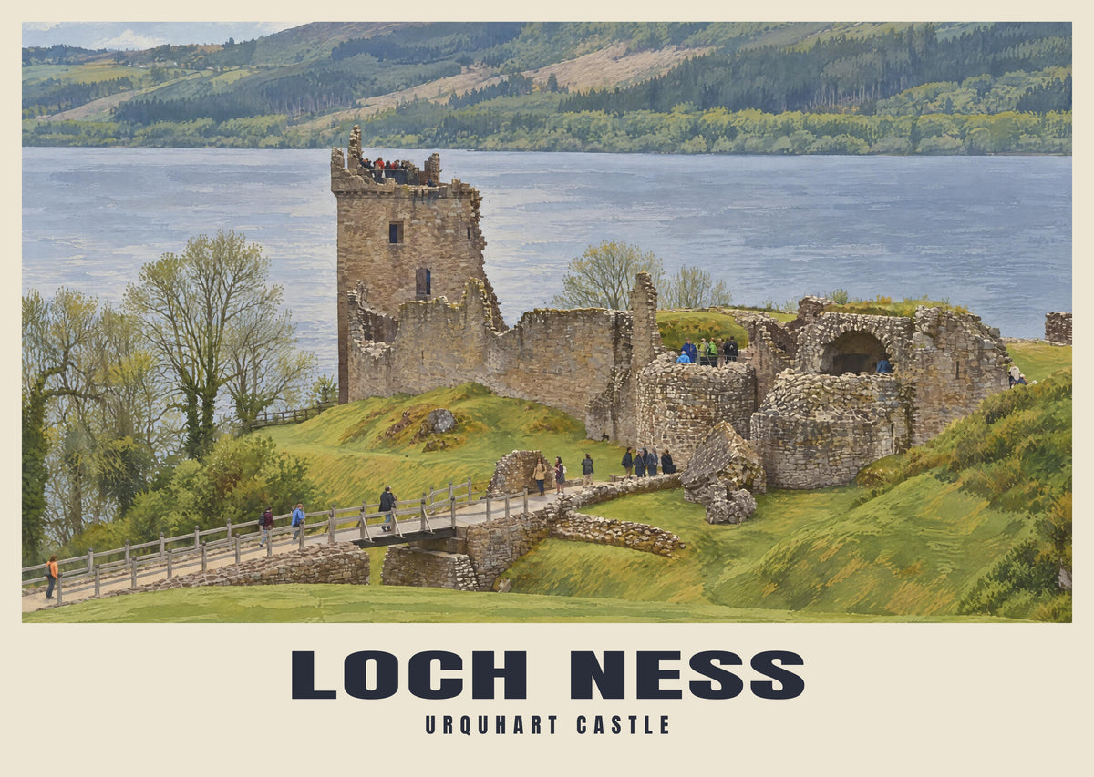 Urquhart Castle, Loch Ness poster in the British Heritage style