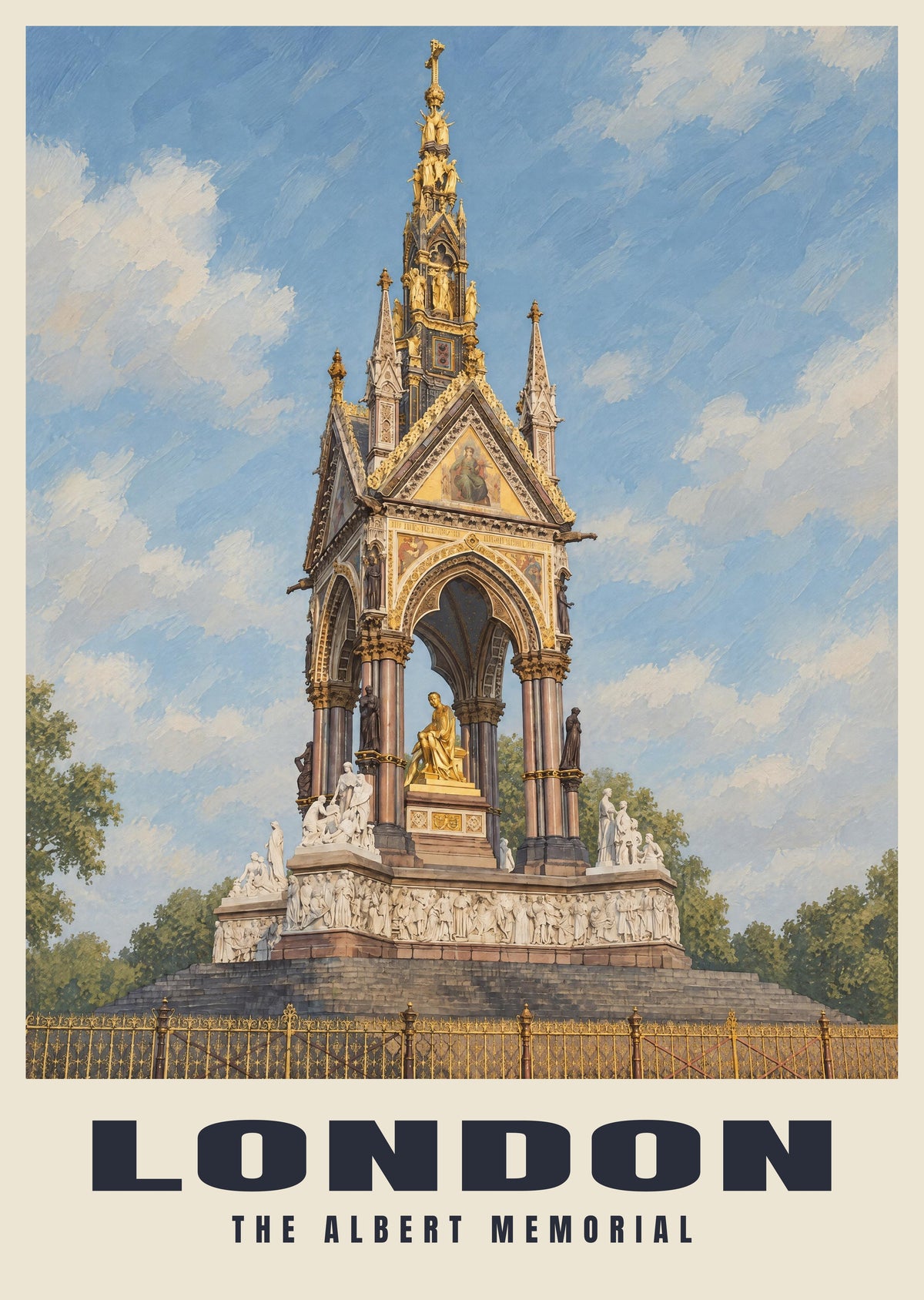 The Albert Memorial, London poster in the British Heritage style
