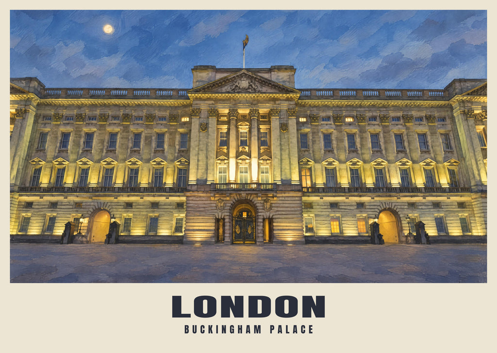 Buckingham Palace, London poster in the British Heritage style
