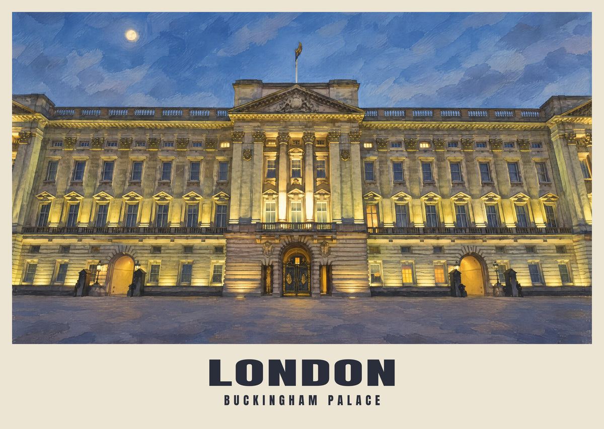 Buckingham Palace, London poster in the British Heritage style