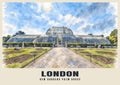 Kew Gardens Palm House, London poster in the English Watercolour style