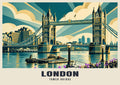 Tower Bridge, London poster, Art Deco style