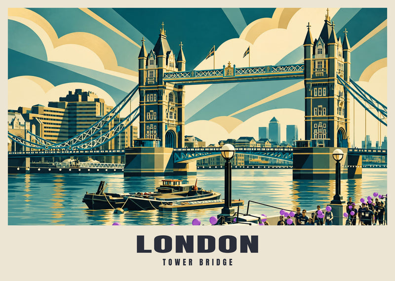 Tower Bridge, London poster in the Art Deco style