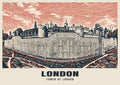 The Tower of London poster in the Linocut style