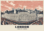The Tower of London poster in the Linocut style