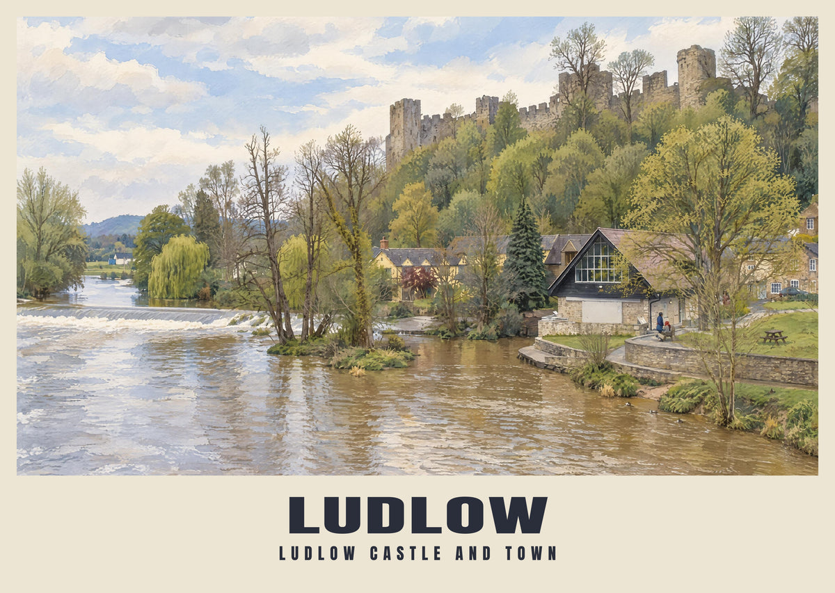 Ludlow Castle poster in the British Heritage style