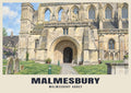 Malmesbury Abbey poster in the British Heritage style