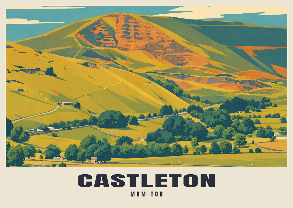 Mam Tor, Castleton poster in the Mid-Century style