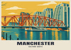 Salford Quays, Manchester poster in the Mid-Century style