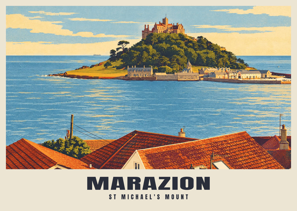 St Michael's Mount, Marazion poster in the Retro Railway style
