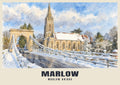 Marlow Suspension Bridge poster in the English Watercolour style