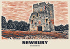Donnington Castle, Newbury poster, Linocut style