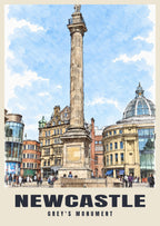Grey's Monument, Newcastle poster in the Ink & Wash style