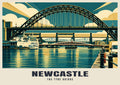 The Tyne Bridge, Newcastle poster, Art Deco style