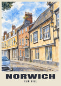 Elm Hill, Norwich poster in the English Watercolour style