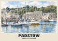 Padstow Harbour poster in the English Watercolour style