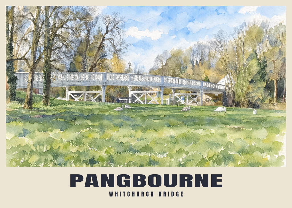 Whitchurch Bridge, Pangbourne poster in the English Watercolour style