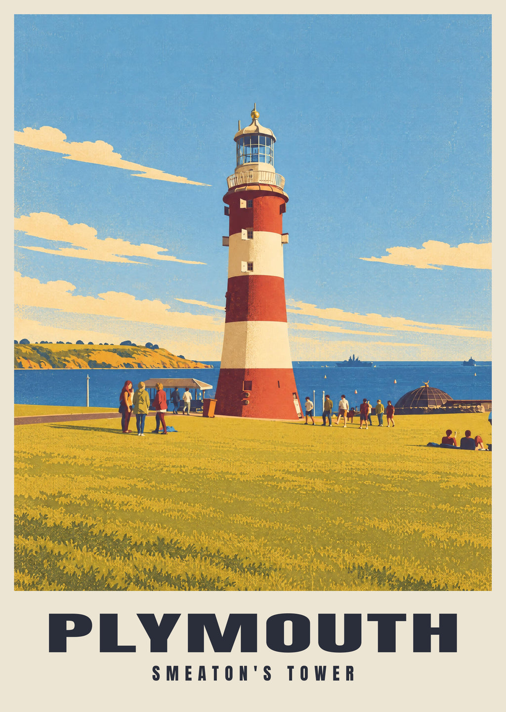 Smeaton's Tower, Plymouth poster in the Retro Railway style
