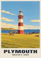 Smeaton's Tower, Plymouth poster in the Retro Railway style