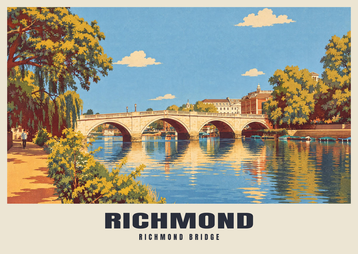 Richmond Bridge poster in the Retro Railway style