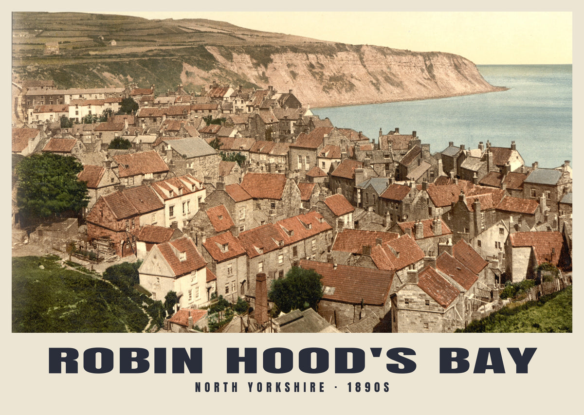 Robin Hood's Bay, 1890s hand-coloured photochrom heritage print