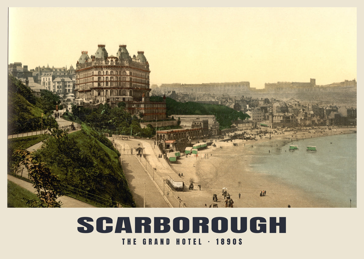 The Grand Hotel, Scarborough, 1890s hand-coloured photochrom heritage print