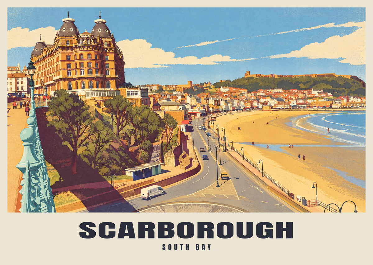 South Bay, Scarborough poster in the Retro Railway style