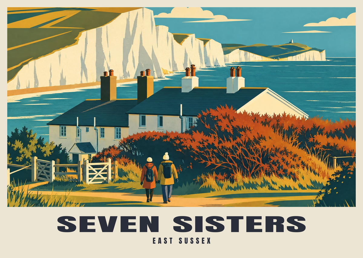 Seven Sisters poster in the Mid-Century style