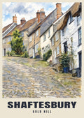 Gold Hill, Shaftesbury poster in the English Watercolour style