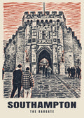 The Bargate, Southampton poster in the Linocut style