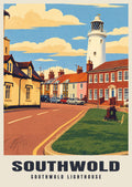 Southwold Lighthouse poster in the Retro Railway style