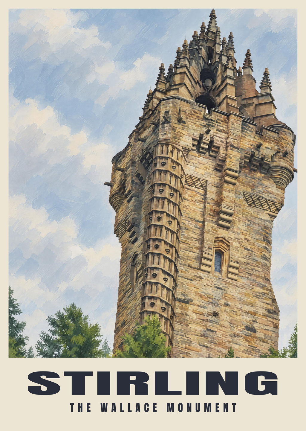 The Wallace Monument, Stirling poster in the British Heritage style