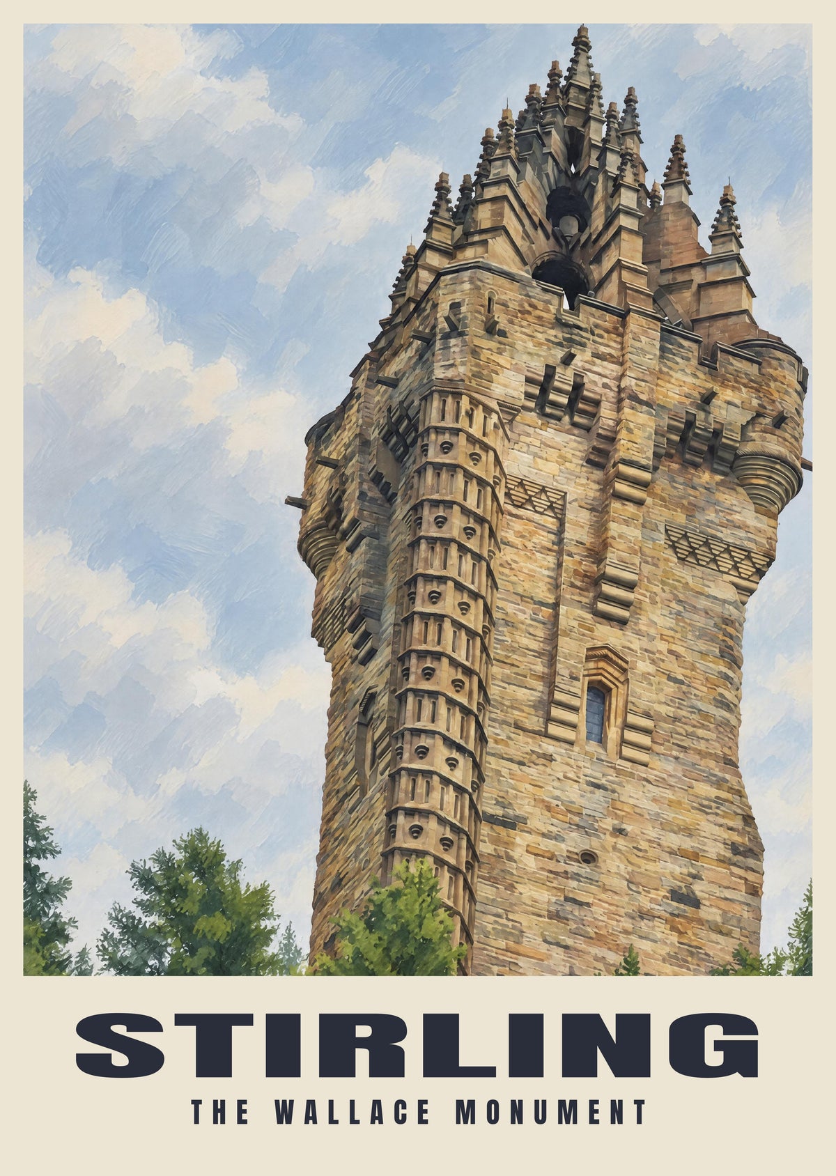The Wallace Monument, Stirling poster in the British Heritage style