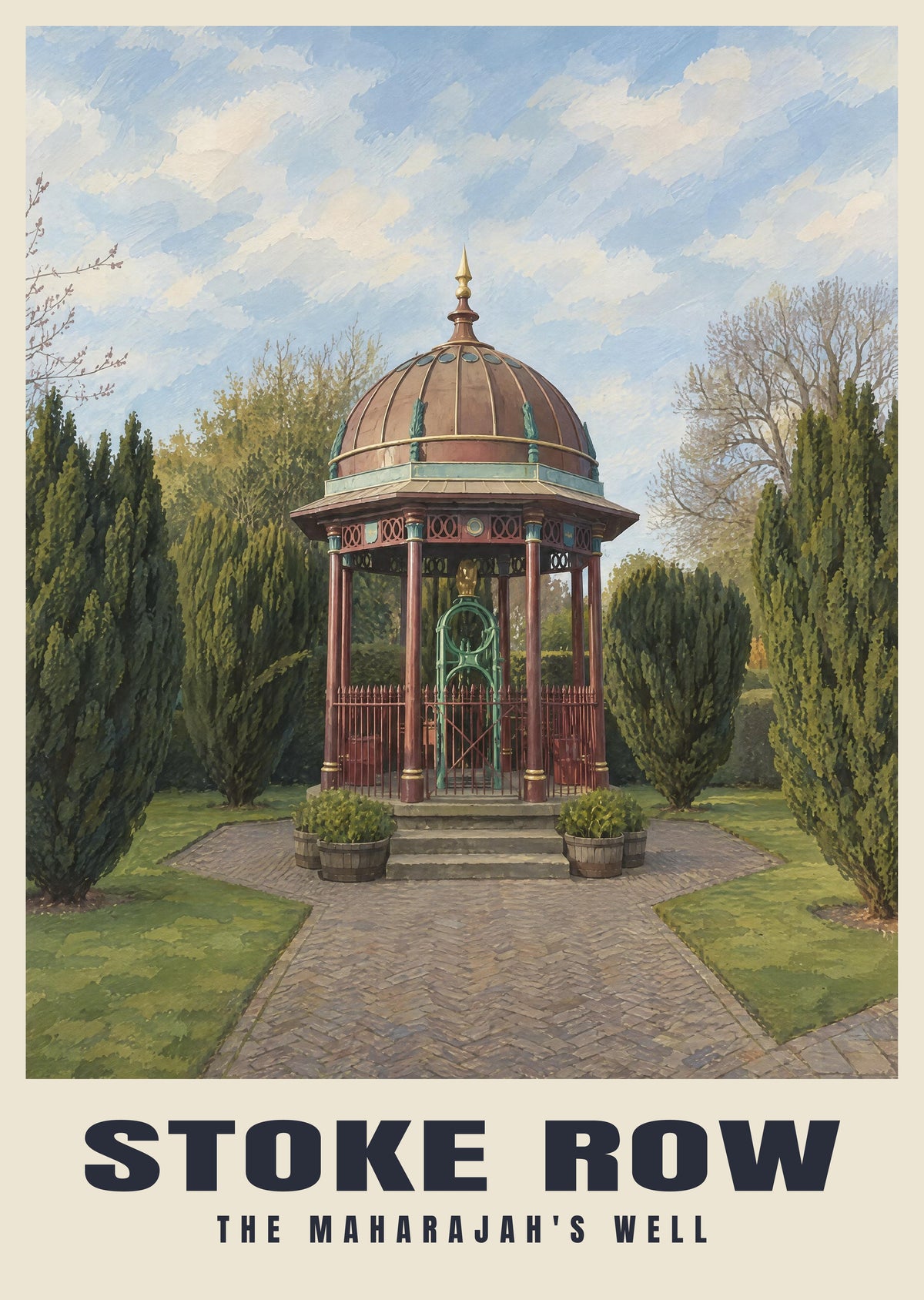 The Maharajah's Well, Stoke Row poster in the British Heritage style
