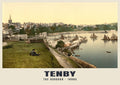 The Harbour, Tenby, 1890s hand-coloured photochrom heritage print