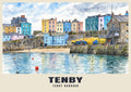 Tenby Harbour poster in the English Watercolour style