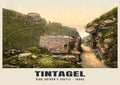 King Arthur's Castle, Tintagel, 1890s hand-coloured photochrom heritage print