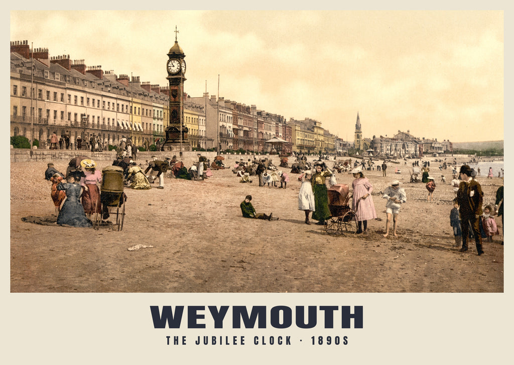 The Jubilee Clock, Weymouth, 1890s hand-coloured photochrom heritage print