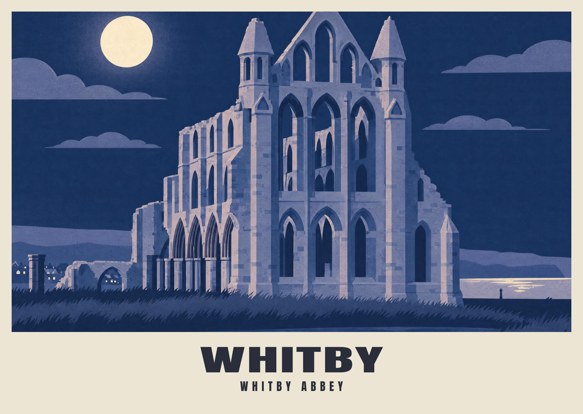 Whitby Abbey poster in the Moonlit style
