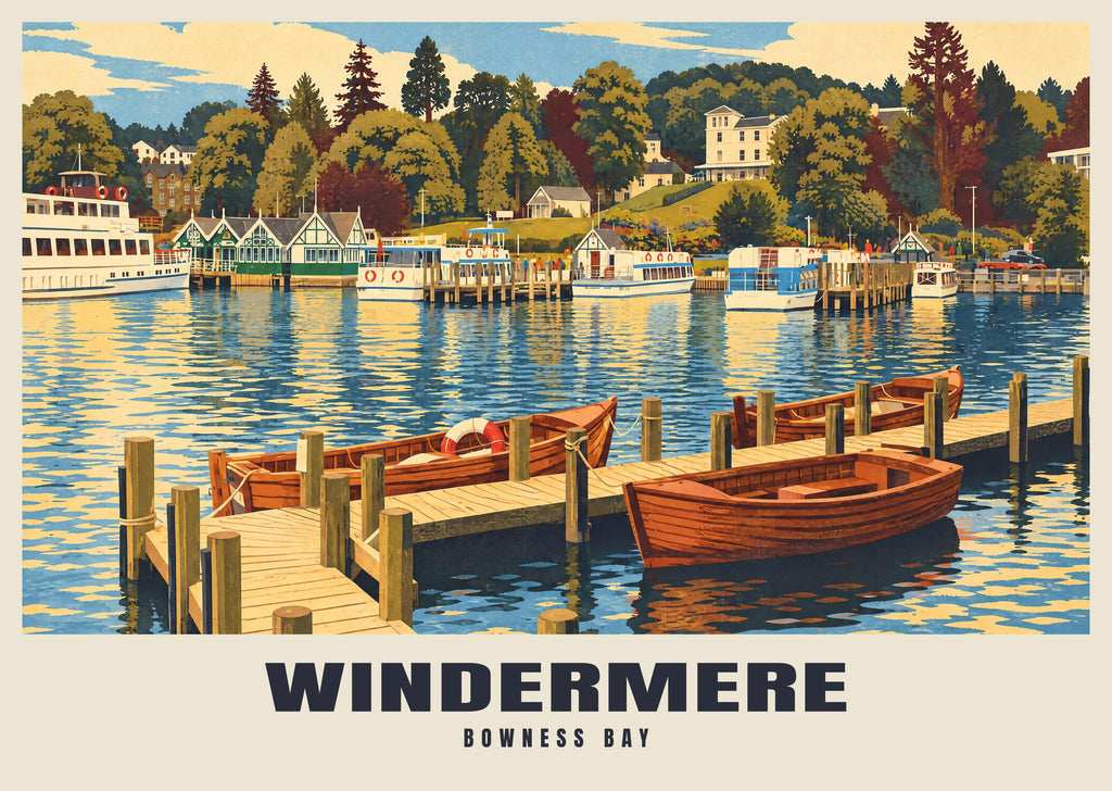 Bowness Bay, Windermere poster in the Retro Railway style