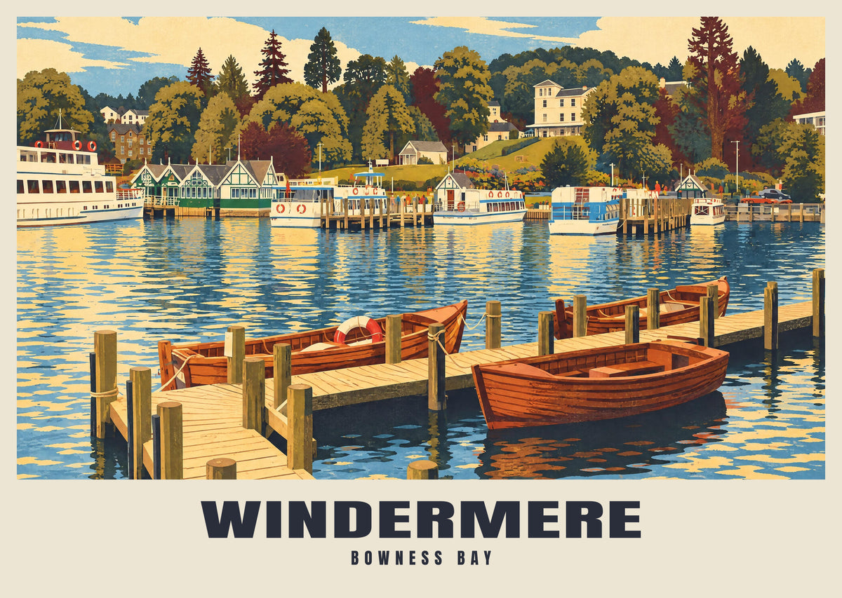 Bowness Bay, Windermere poster in the Retro Railway style