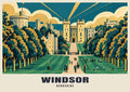 Windsor Castle from the Long Walk poster, Art Deco style