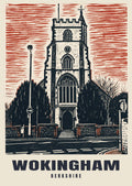 All Saints Church, Wokingham poster, Linocut style