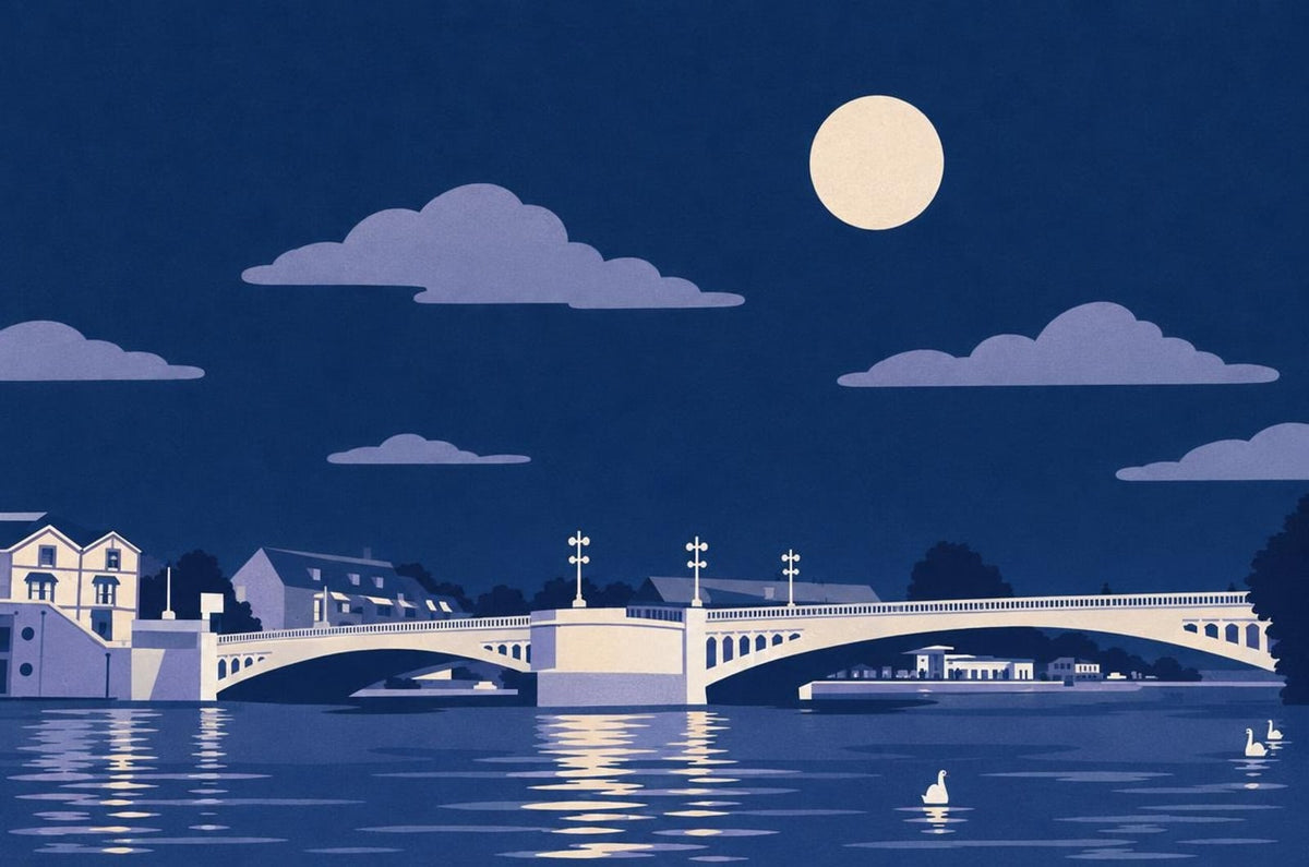 Caversham Bridge in the Moonlit style, made from a real photo