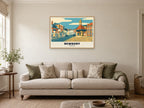 Newbury Clock Tower Poster at A1, in an oak frame, in a sitting room